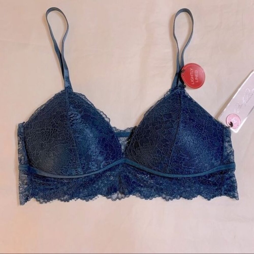Marilyn Monroe Navy Blue Lace Lightly Lined Wireless Bralette M Feminine Moody